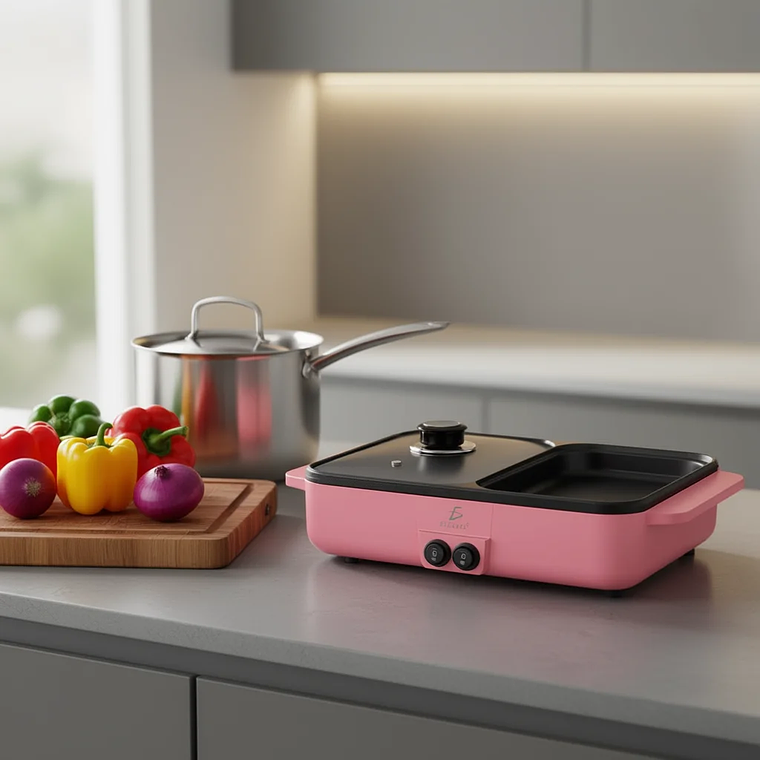 ELEGATE HOG.71 2-in-1 Electric Contact Grill Aluminum Construction Detachable Non-Stick Plate 1400W Dismountable Oil Collector 2