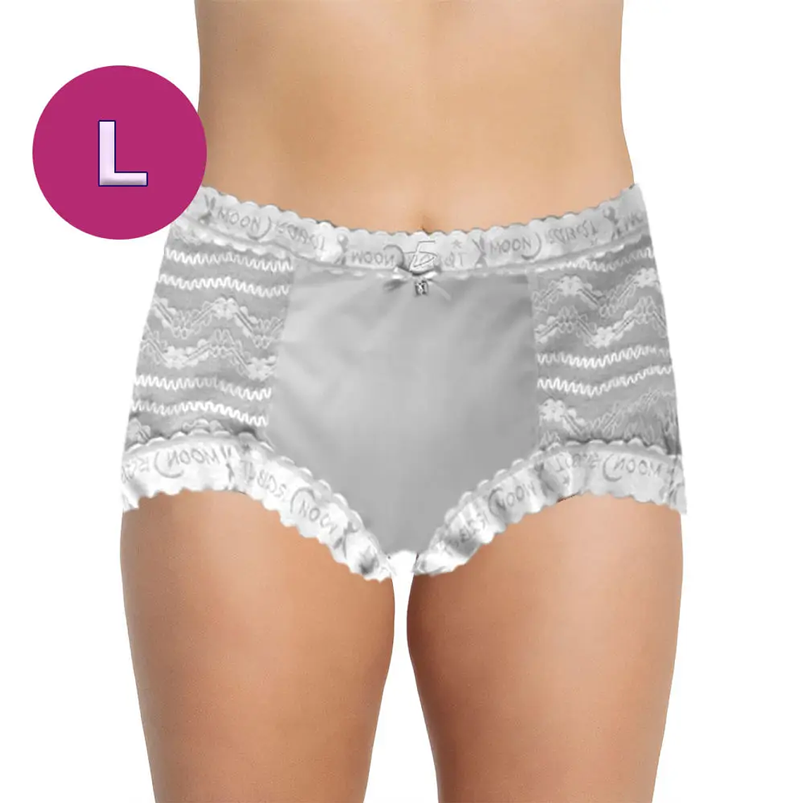 Satin Panty with Semi-sheer Lace - L 1