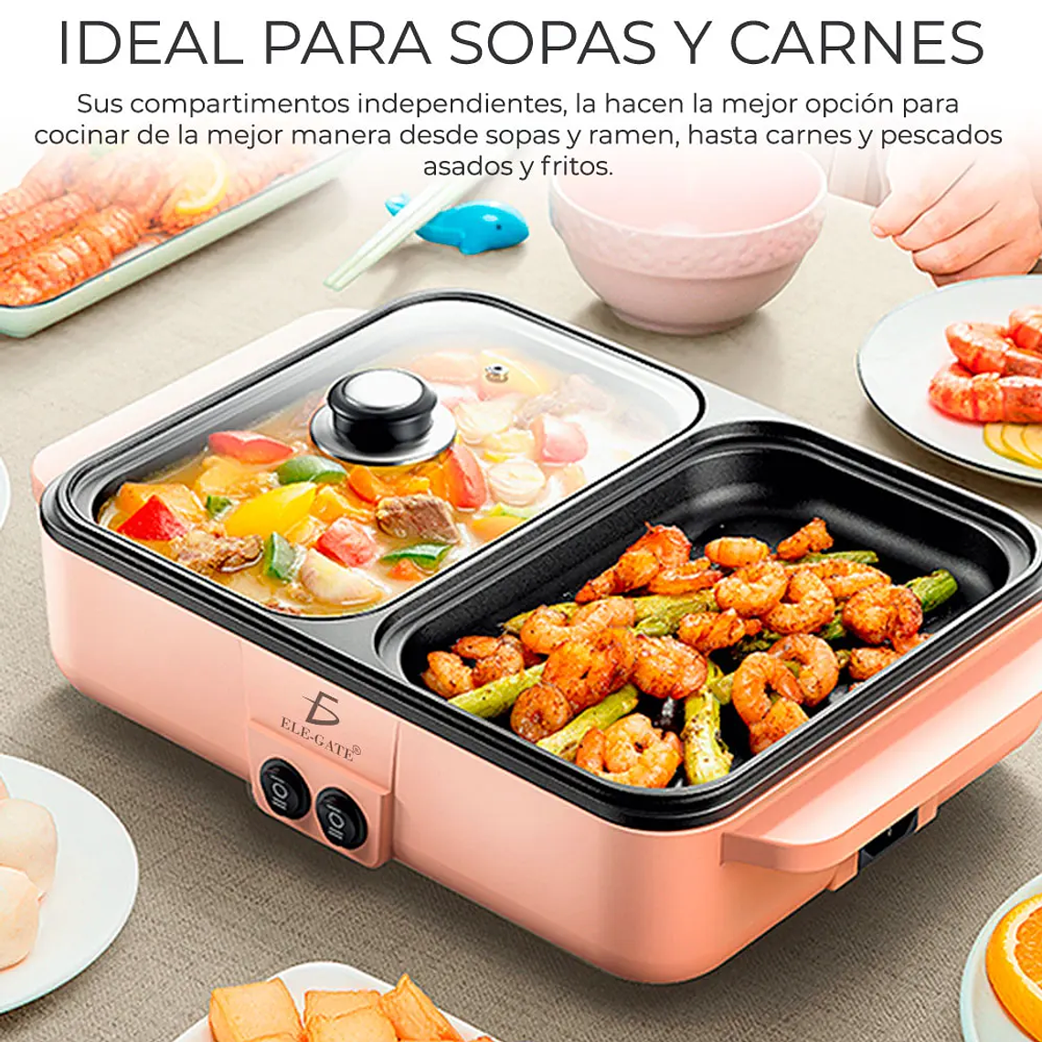 ELEGATE HOG.71 2-in-1 Electric Contact Grill Aluminum Construction Detachable Non-Stick Plate 1400W Dismountable Oil Collector 4