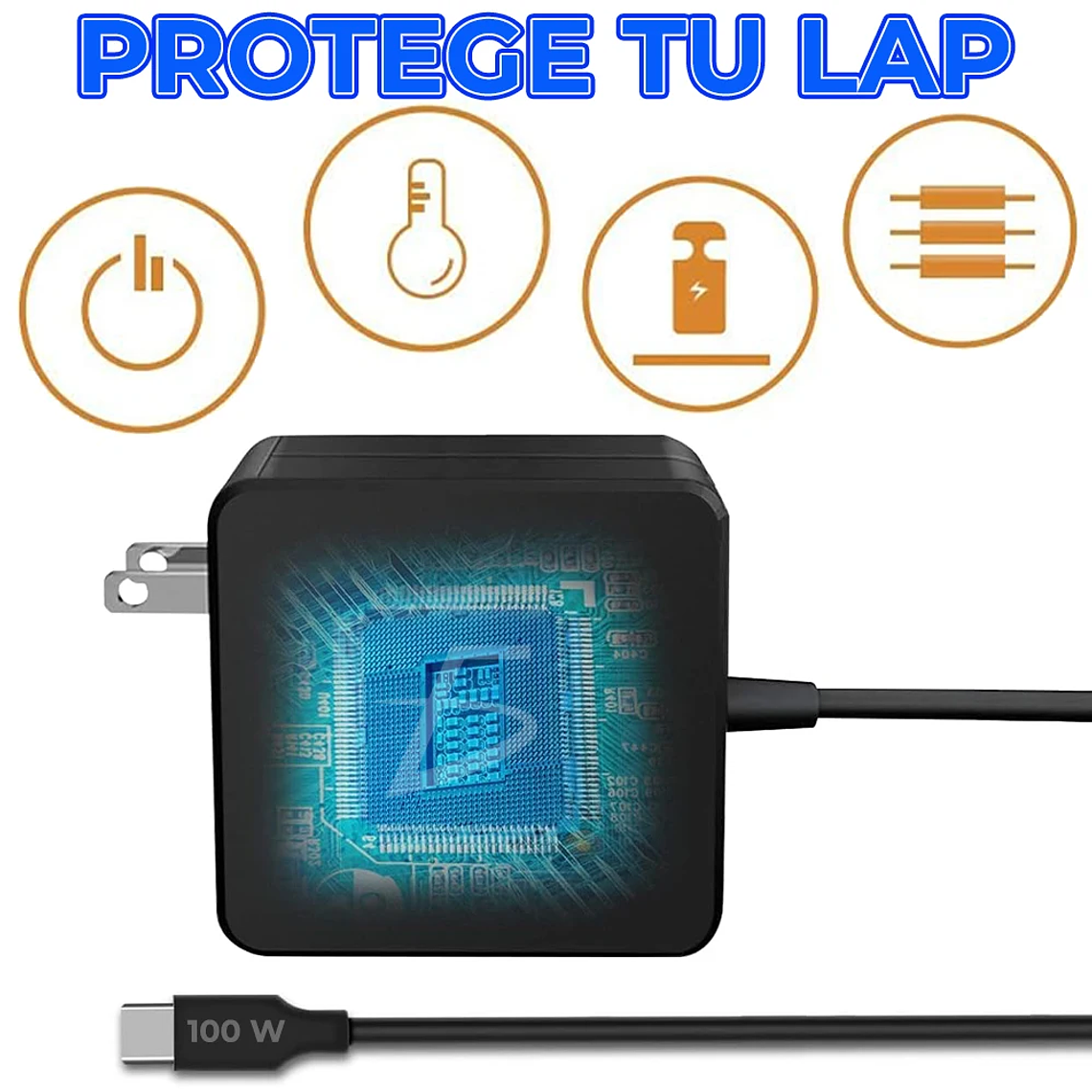 ELEGATE Universal 100W Type C AC Plug in Square Adapter 5