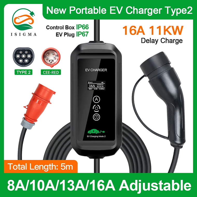 Mobile EV Charger Wallbox 32A Fast Type1 Type 2 CEE 3 Pins for Electric Car EVSE Cargador Auto Electrico 2