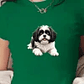 Shih Tzu dog illustration women's fashion short t-shirt - Miniatura 3
