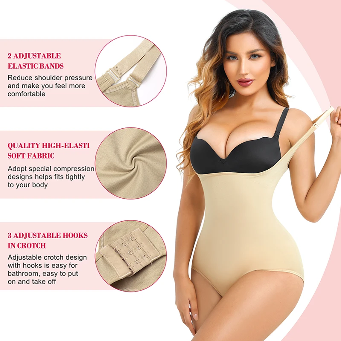 Women Adjustable Hooks Open Bust Shapewear Tummy Control Body Shaper Colombianas Seamless Bodysuit 2