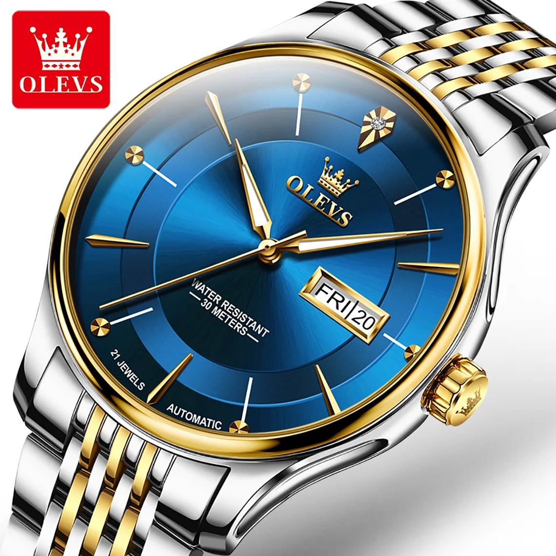 OLEVS 9927 Gold Wrist Watch Luxury Automatic Waterproof High Quality Stainless Steel Wholesale Custom Men Mechanical Watch 1