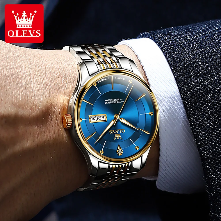 OLEVS 9927 Gold Wrist Watch Luxury Automatic Waterproof High Quality Stainless Steel Wholesale Custom Men Mechanical Watch 2
