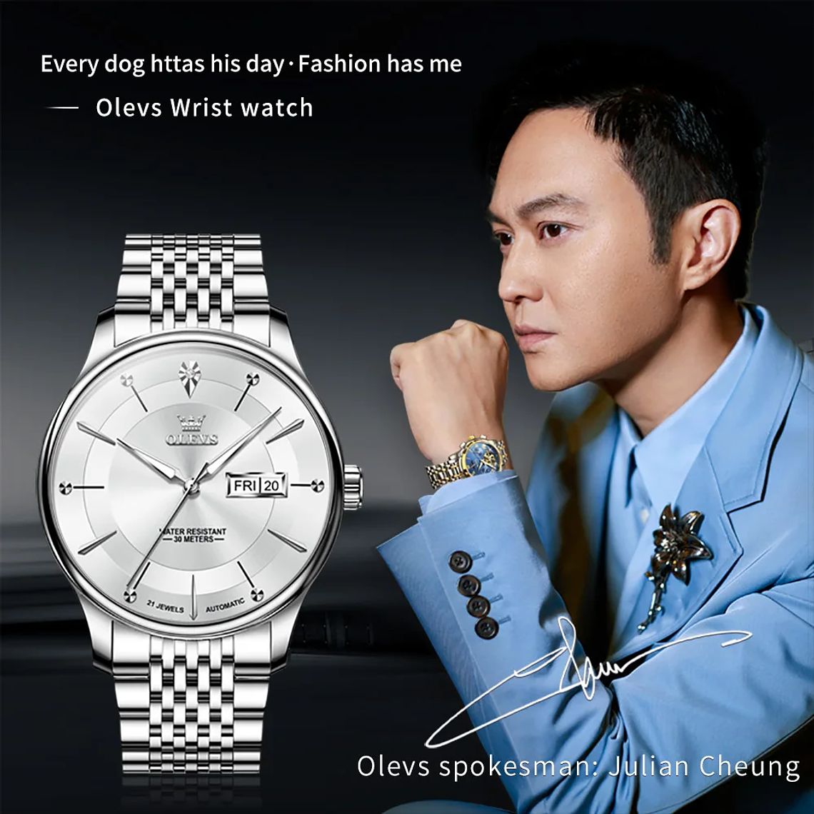 OLEVS 9927 Gold Wrist Watch Luxury Automatic Waterproof High Quality Stainless Steel Wholesale Custom Men Mechanical Watch 3