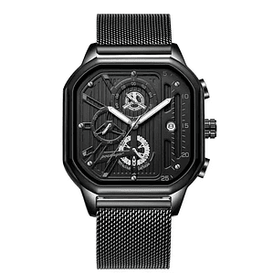 POEDAGAR Watch for Men Fashion Multifunction Chronograph Mens Quartz Watches Mesh Band Waterproof Casual Clock Sports Wristwatch