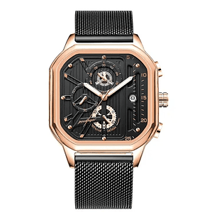 POEDAGAR Watch for Men Fashion Multifunction Chronograph Mens Quartz Watches Mesh Band Waterproof Casual Clock Sports Wristwatch