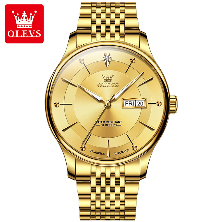 OLEVS 9927 Gold Wrist Watch Luxury Automatic Waterproof High Quality Stainless Steel Wholesale Custom Men Mechanical Watch 9