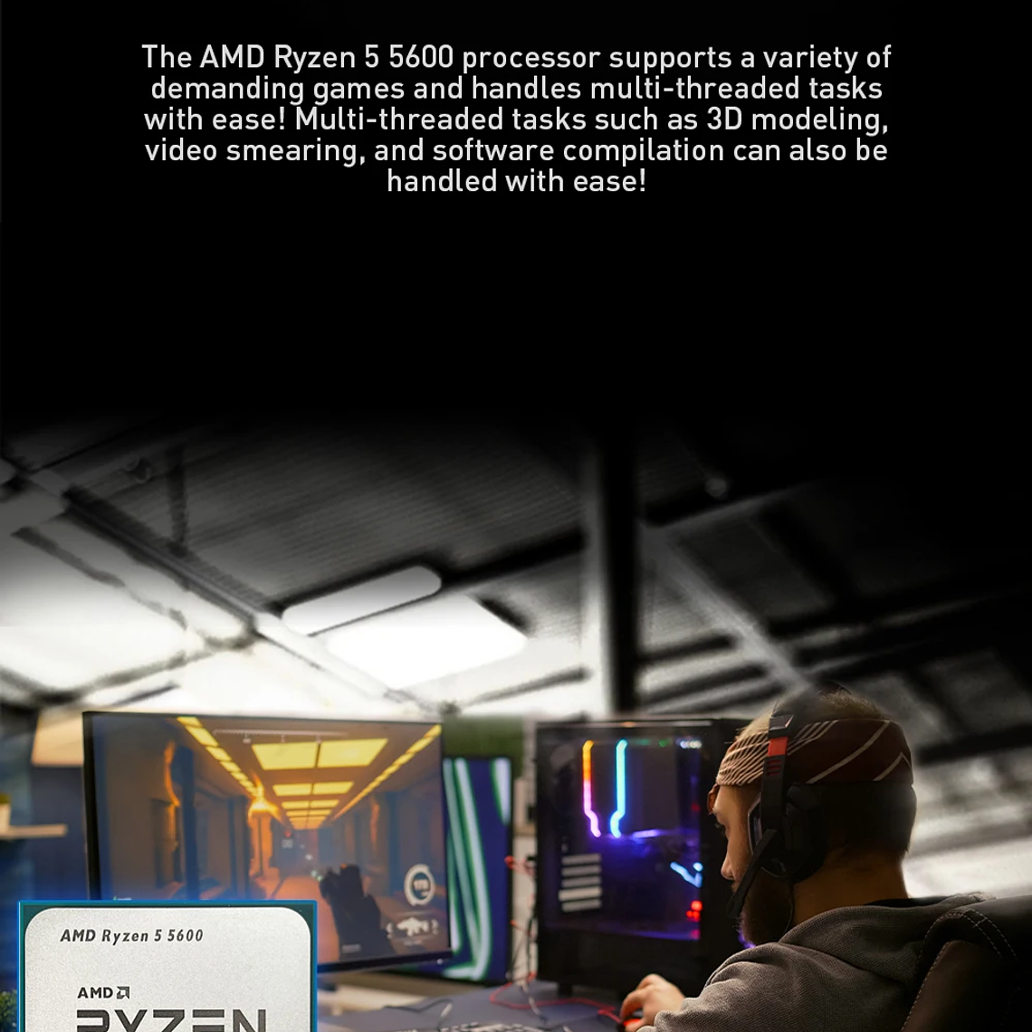 CPU AMD Ryzen 5 5600, Procesador AMD R5 5600, 4.4GHz, 6 Núcleos, 12 Subprocesos, 32MB de Caché, Socket AM4, CPU para Juegos de PC de Escritorio 7
