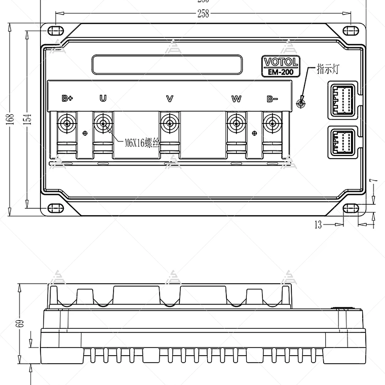 QS Liquid Cooled 138 4000W 90H 7500W Max Continuous 72V 110KPH Mid Drive Motor Conversion EM200SP Controller Brushless 12