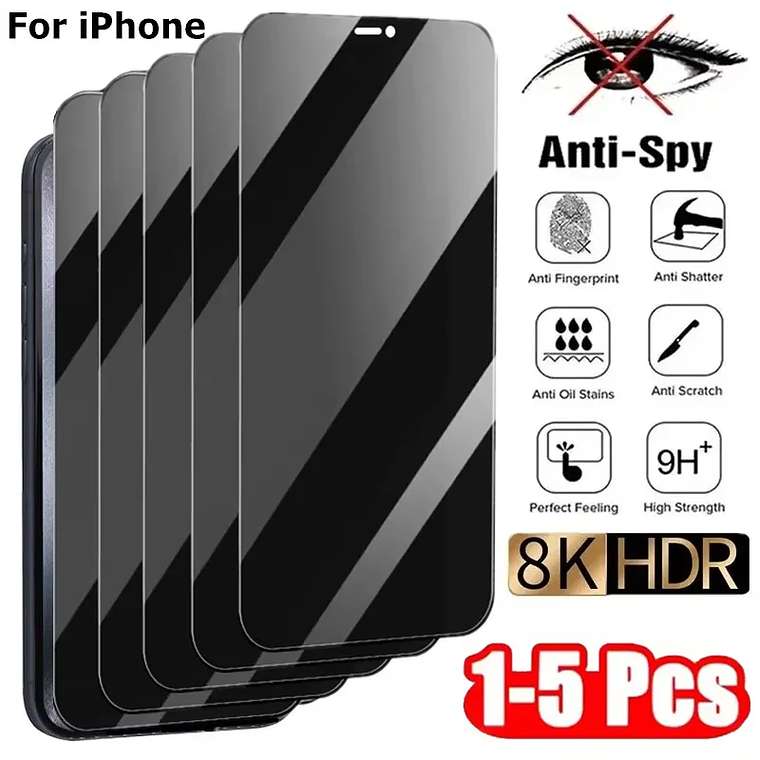 Protector de pantalla de privacidad para iPhone 16 13 15 11 12 14 17 Pro Max Air 16e vidrio antiespía para iPhone 13 12 Mini 7 8 16 Plus SE XR 1