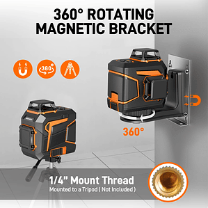 Juego de nivel de burbuja láser autonivelante verde de 8 líneas con batería recargable de 5,2 Ah descarga continua 5-21 horas