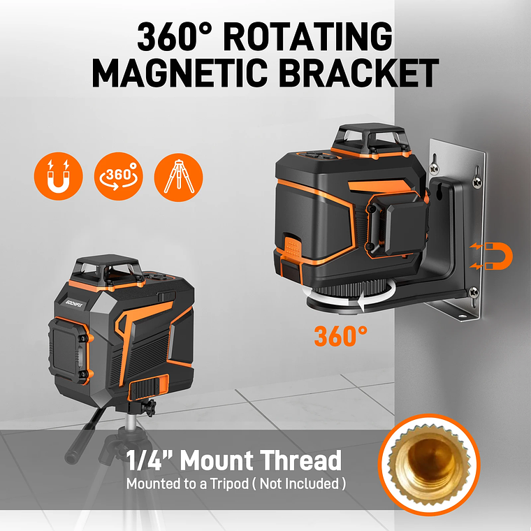 Juego de nivel de burbuja láser autonivelante verde de 8 líneas con batería recargable de 5,2 Ah descarga continua 5-21 horas 2