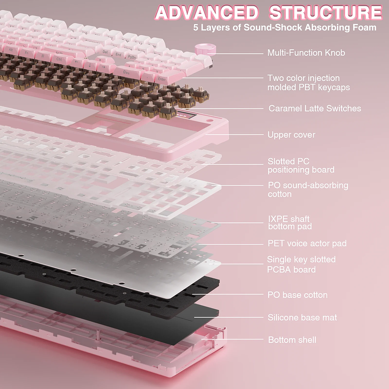 AULA F108 pro teclado inalámbrico Bluetooth Macro teclado para juegos junta teclado de tamaño completo de intercambio en caliente con pantalla inteligente TFT 4