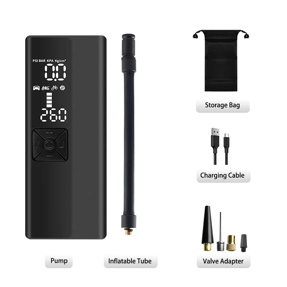 Compresor de aire portátil del inflador de neumáticos, bomba de aire portátil de 150 Psi para el coche, bicicleta, motocicleta, bola 1
