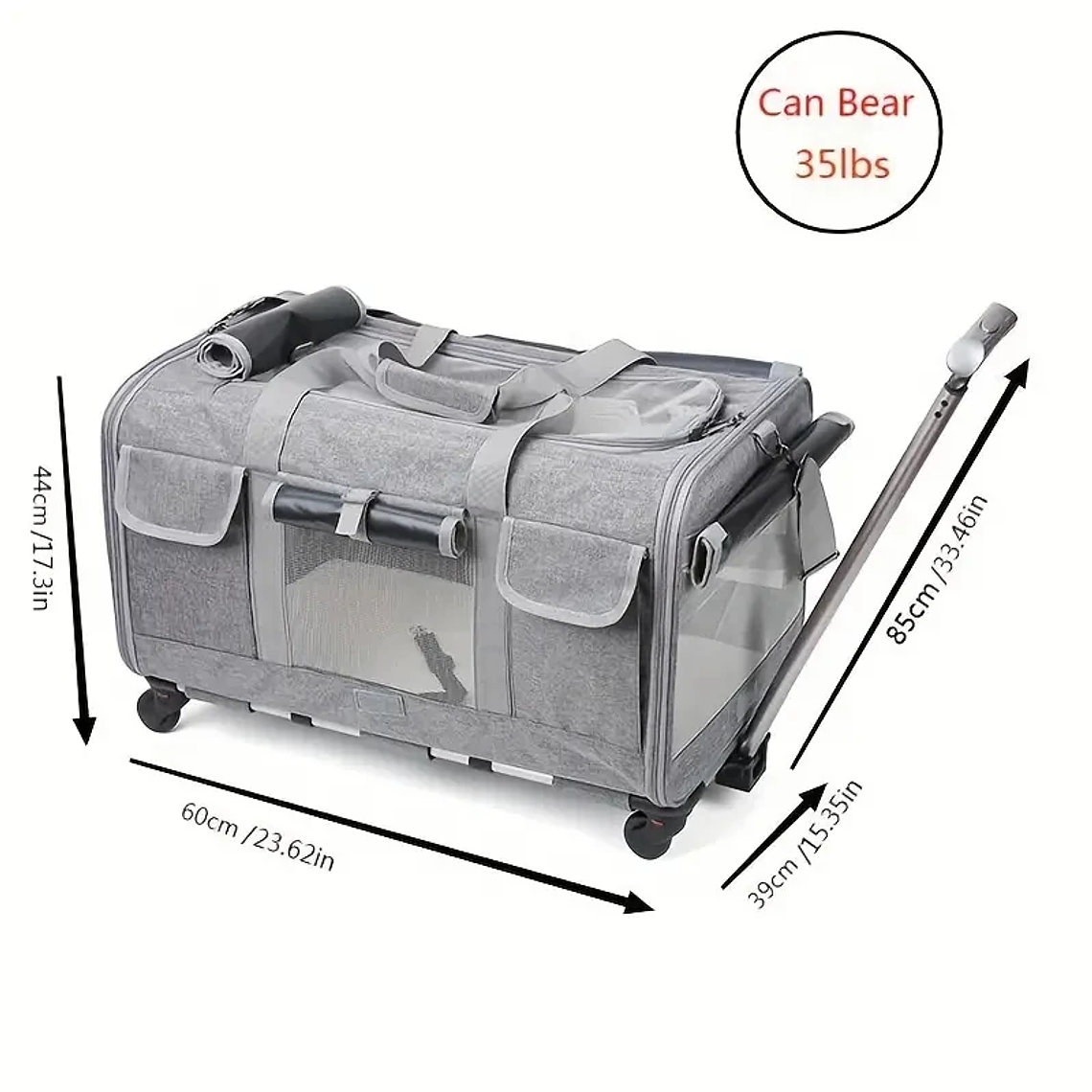 Cubierta de carrito portátil extra grande para mascotas, cubierta de carrito para perros desmontable, bolsa grande plegable para mascotas, bolsa de transporte de viaje para gatos 4