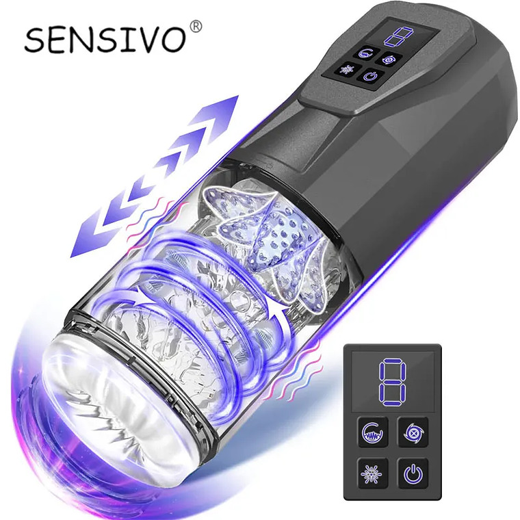 Taza de masturbación masculina con rotación de 360 grados, máquinas sexuales con coño de bolsillo texturizado 3D, 7 juguetes sexuales de empuje y lamiendo para hombres, producto para adultos 18 1