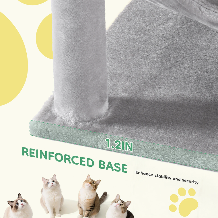 JHK-árbol para gatos de 44 pulgadas, torre de escalada alta para varios gatos, muebles para mascotas, postes rascadores de Sisal Natural, casa estable para mascotas para gatos de interior 6