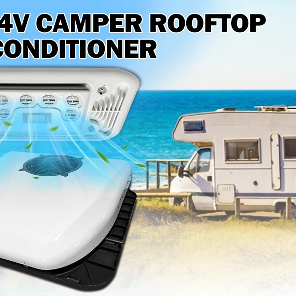 Treeligo-aire acondicionado ultrafino para techo de coche, RV, 12V, 24V, aire acondicionado eléctrico de techo para autocaravana y furgoneta 9