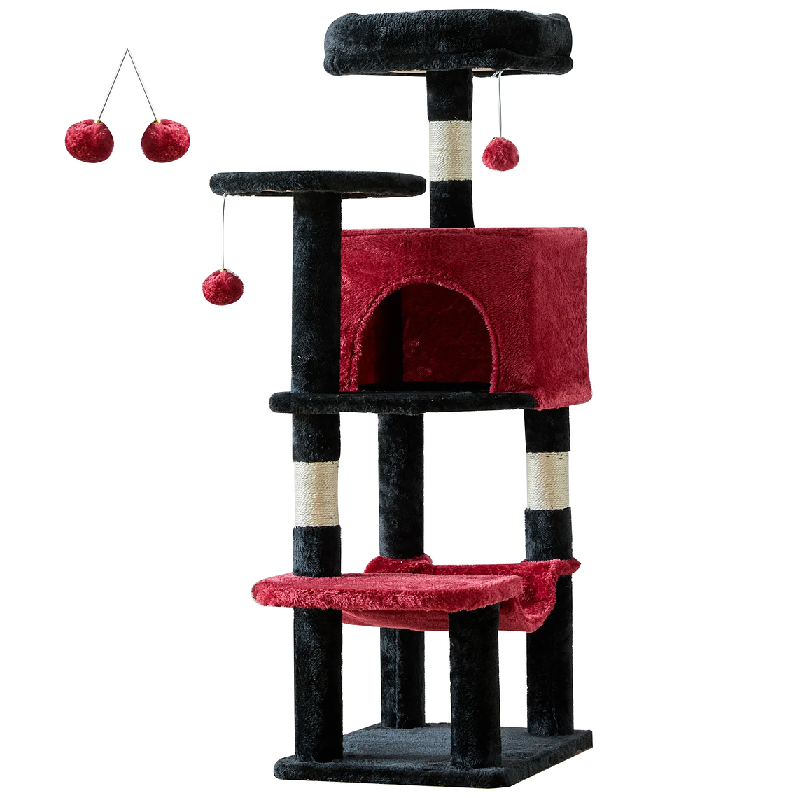 JHK-árbol para gatos de 44 pulgadas, torre de escalada alta para varios gatos, muebles para mascotas, postes rascadores de Sisal Natural, casa estable para mascotas para gatos de interior 7