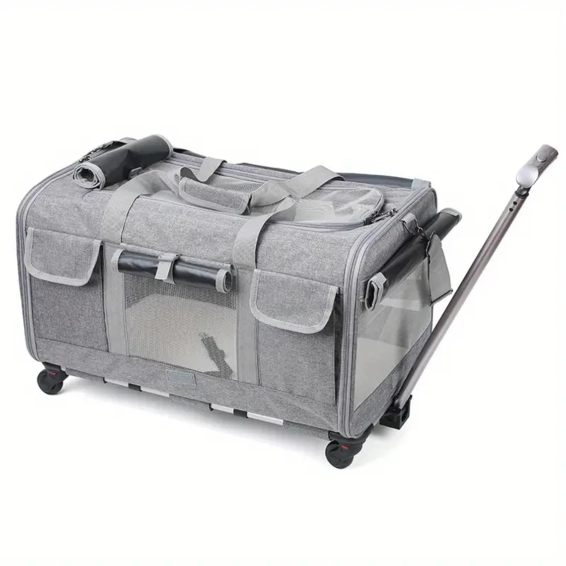 Cubierta de carrito portátil extra grande para mascotas, cubierta de carrito para perros desmontable, bolsa grande plegable para mascotas, bolsa de transporte de viaje para gatos 10