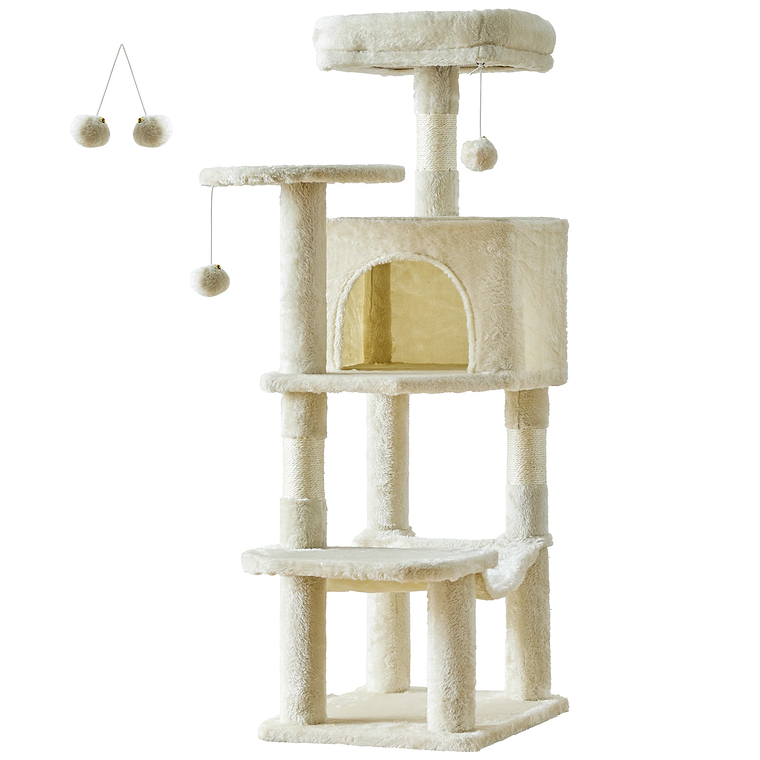 JHK-árbol para gatos de 44 pulgadas, torre de escalada alta para varios gatos, muebles para mascotas, postes rascadores de Sisal Natural, casa estable para mascotas para gatos de interior 8