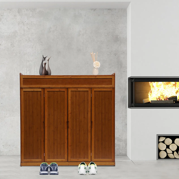 Gabinete de almacenamiento de zapatos de bambú de 7 niveles: gran estante organizador para entrada, botas y zapatos 7