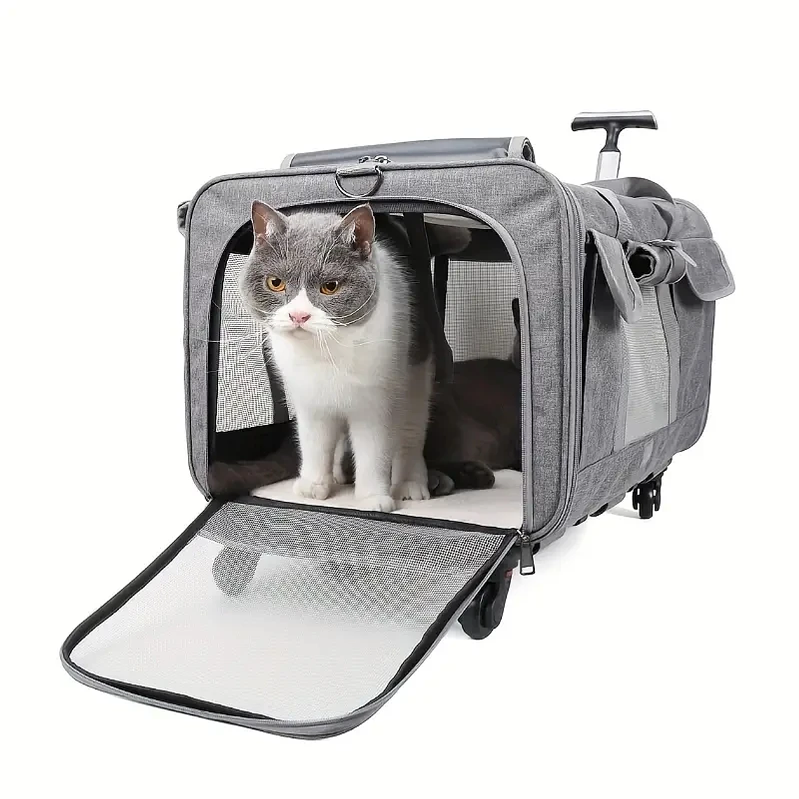 Cubierta de carrito portátil extra grande para mascotas, cubierta de carrito para perros desmontable, bolsa grande plegable para mascotas, bolsa de transporte de viaje para gatos 11