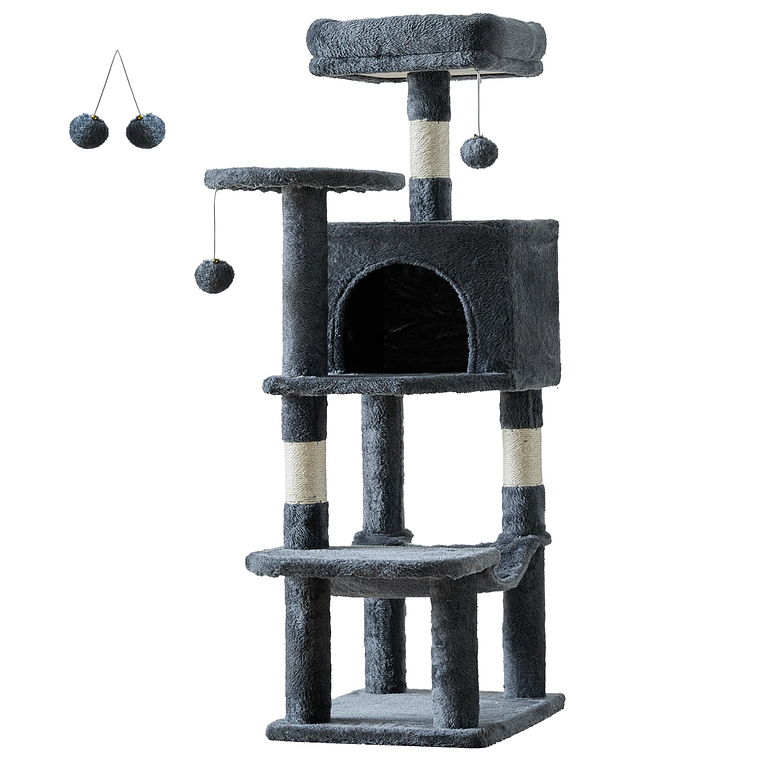 JHK-árbol para gatos de 44 pulgadas, torre de escalada alta para varios gatos, muebles para mascotas, postes rascadores de Sisal Natural, casa estable para mascotas para gatos de interior 9