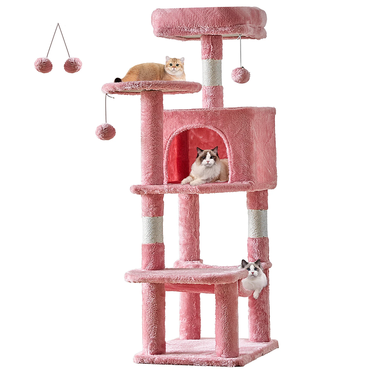 JHK-árbol para gatos de 44 pulgadas, torre de escalada alta para varios gatos, muebles para mascotas, postes rascadores de Sisal Natural, casa estable para mascotas para gatos de interior 10