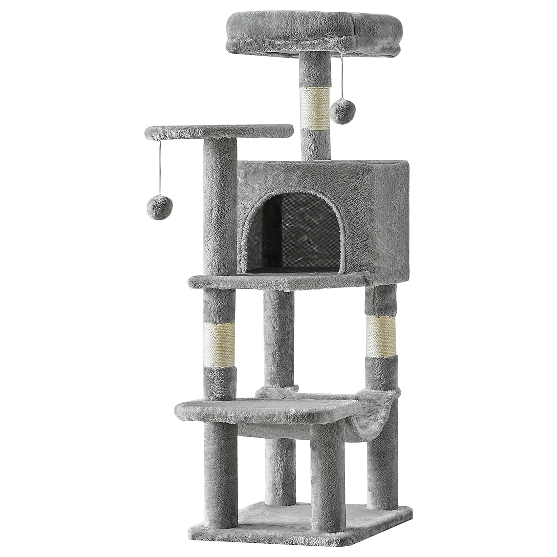 JHK-árbol para gatos de 44 pulgadas, torre de escalada alta para varios gatos, muebles para mascotas, postes rascadores de Sisal Natural, casa estable para mascotas para gatos de interior 11