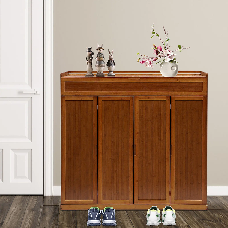 Gabinete de almacenamiento de zapatos de bambú de 7 niveles: gran estante organizador para entrada, botas y zapatos 10