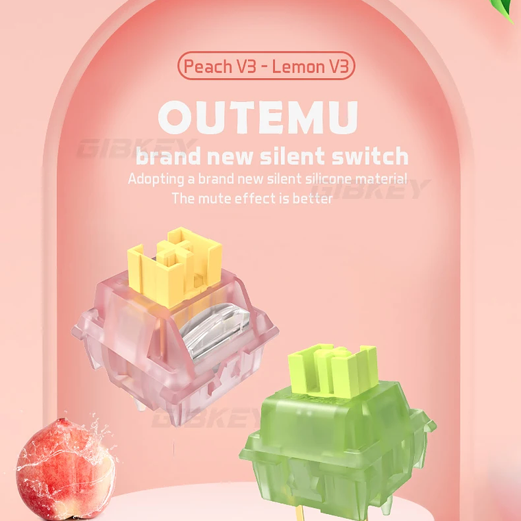 Outemu-interruptor silencioso Peach V3, Teclado mecánico, lineal, táctil, 5 pines, intercambio en caliente, PA66 POM 10