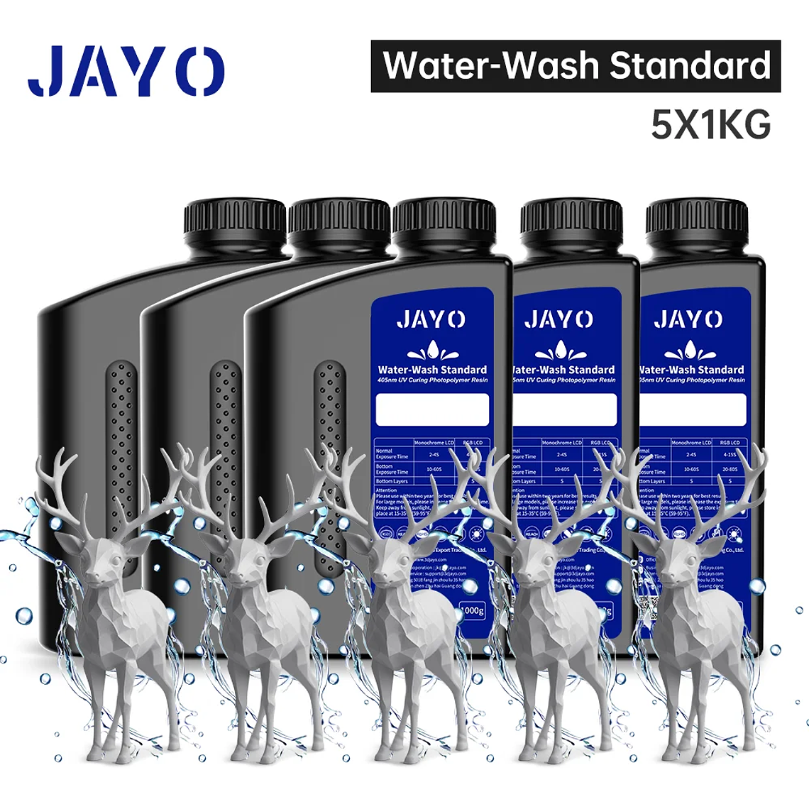 JAYO Standard/ABS-like/Standard Plus/resina UV de impresora 3D de lavado con agua 405nm para Material de impresión LCD 3D resina de curado rápido 10