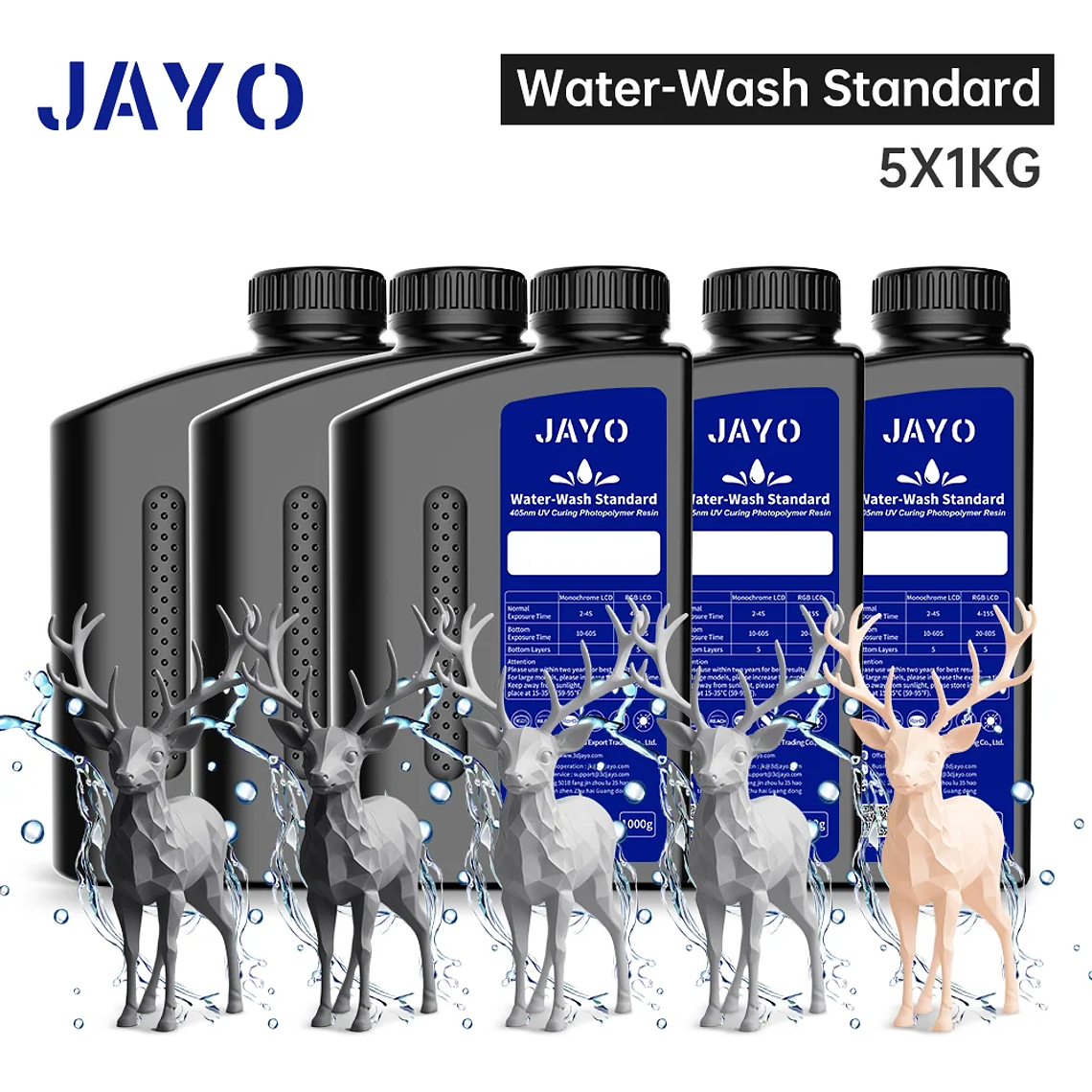 JAYO Standard/ABS-like/Standard Plus/resina UV de impresora 3D de lavado con agua 405nm para Material de impresión LCD 3D resina de curado rápido 12