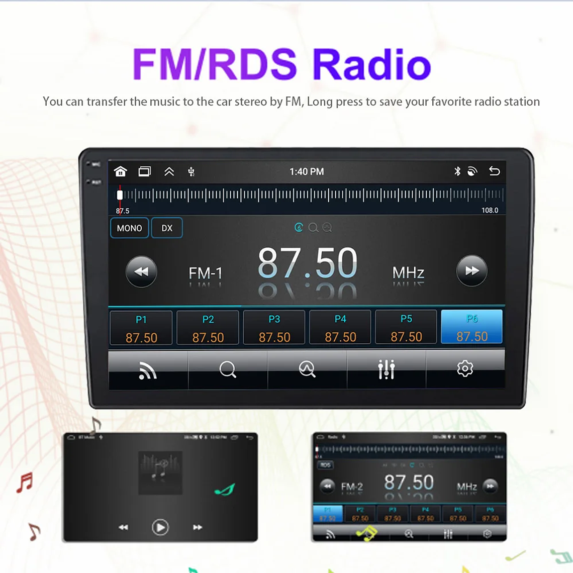 MTIJIEY 2 + 64G 2Din Radio de coche Carplay Android Auto reproductor Multimedia FM GPS WIFI para Toyota Corolla E140/150 2008-2011 5