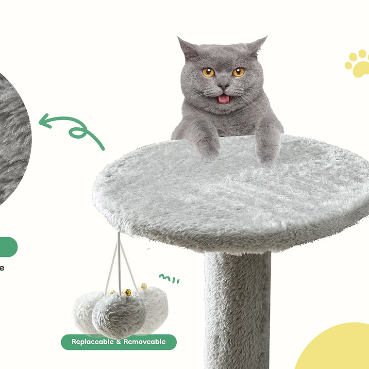 JHK-árbol para gatos de 44 pulgadas, torre de escalada alta para varios gatos, muebles para mascotas, postes rascadores de Sisal Natural, casa estable para mascotas para gatos de interior 14