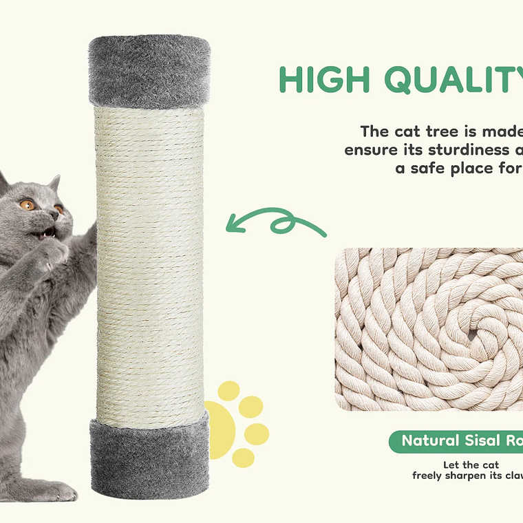 JHK-árbol para gatos de 44 pulgadas, torre de escalada alta para varios gatos, muebles para mascotas, postes rascadores de Sisal Natural, casa estable para mascotas para gatos de interior 15