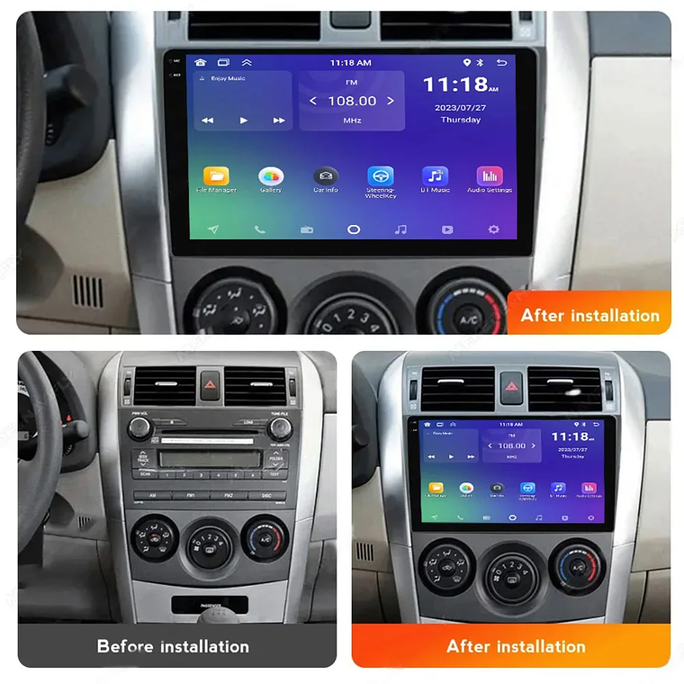MTIJIEY 2 + 64G 2Din Radio de coche Carplay Android Auto reproductor Multimedia FM GPS WIFI para Toyota Corolla E140/150 2008-2011 10