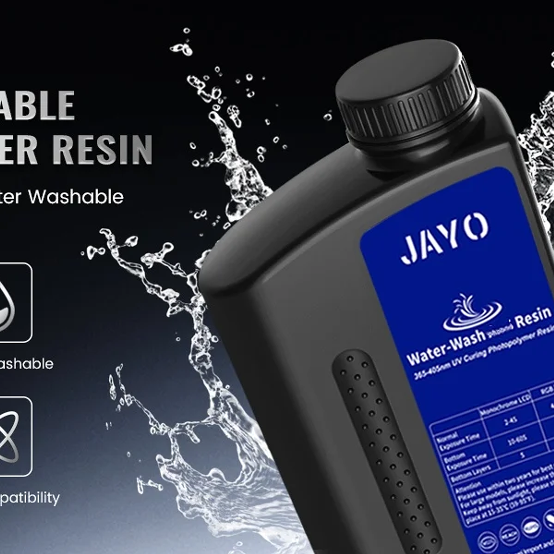 JAYO Standard/ABS-like/Standard Plus/resina UV de impresora 3D de lavado con agua 405nm para Material de impresión LCD 3D resina de curado rápido 50