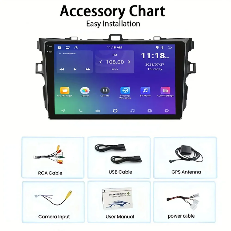 MTIJIEY 2 + 64G 2Din Radio de coche Carplay Android Auto reproductor Multimedia FM GPS WIFI para Toyota Corolla E140/150 2008-2011 22