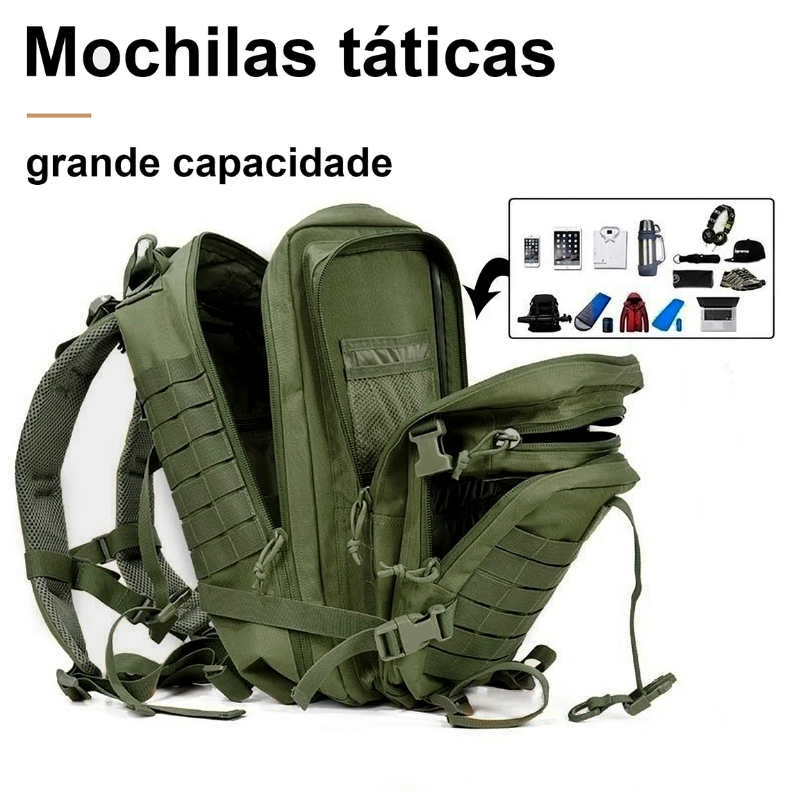 Mochila táctica de gran capacidad para deportes al aire libre, impermeable, Camping, senderismo, Trekking, 50L 5