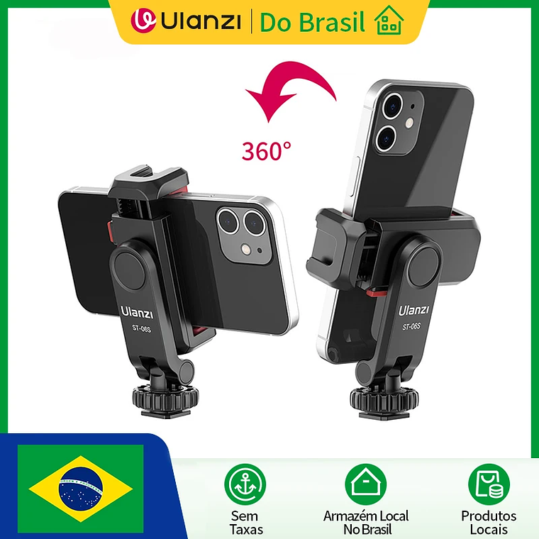 Ulanzi ST-06S soporte de montaje de teléfono de disparo Vertical soporte de Monitor de cámara DSLR abrazadera de montaje de trípode para teléfono inteligente vídeo Vlog 1