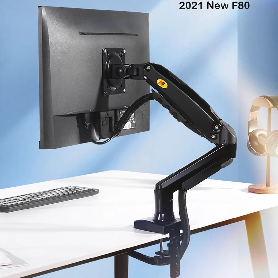 Resorte de Gas F80 de 17-30 pulgadas, soporte de montaje para Monitor LCD LED de escritorio, brazo de soporte de Gas ergonómico, carga de montaje flexible de 2 ~ 9kg 3