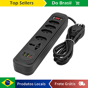 Toma de corriente USB de 2M, filtro de línea, enchufe, toma de extensión, toma de corriente extendida, torre de enchufe retráctil estándar de Brasil