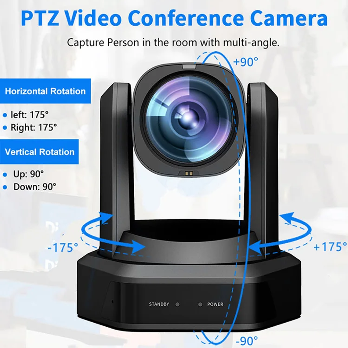 Cámara Runpu 1080p NDI PTZ con Zoom óptico 12/20/30X, seguimiento automático AI, cámara HDMI PTZ, compatible con POE para servicio al vivo de adoración en la iglesia 6