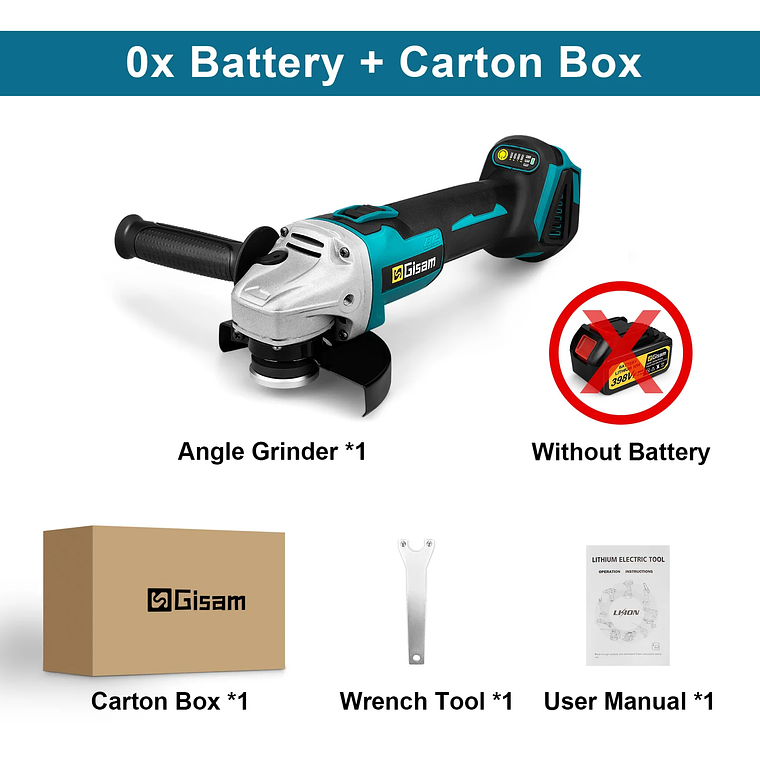 Amoladora Angular Eléctrica sin Escobillas de 125 mm, Herramienta de Pulido y Corte, Herramienta Eléctrica para Trabajar la Madera, Compatible con Batería Makita de 18 V 7