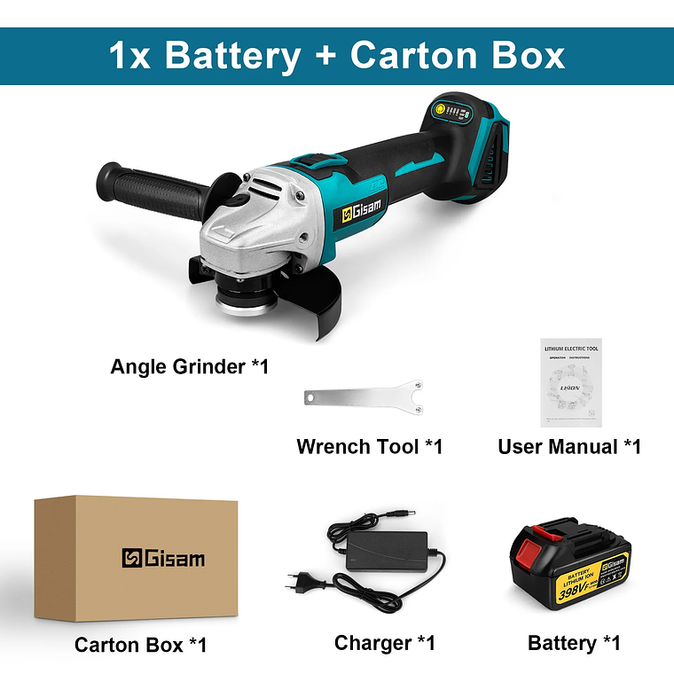 Amoladora Angular Eléctrica sin Escobillas de 125 mm, Herramienta de Pulido y Corte, Herramienta Eléctrica para Trabajar la Madera, Compatible con Batería Makita de 18 V 8