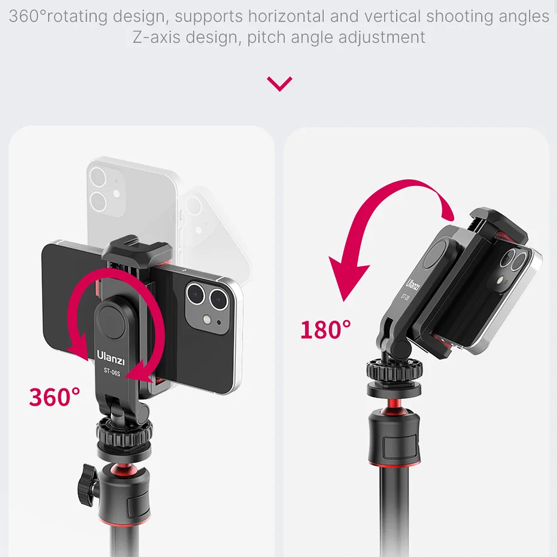 Ulanzi ST-06S soporte de montaje de teléfono de disparo Vertical soporte de Monitor de cámara DSLR abrazadera de montaje de trípode para teléfono inteligente vídeo Vlog 14